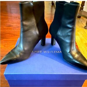 Stuart Weitzman Black Leather Ankle Boots